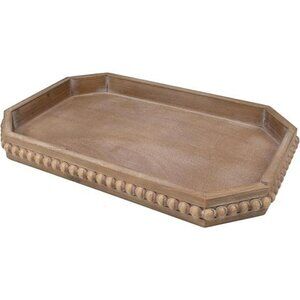 Rustic Wood Beaded Serving Tray Farmhouse Decor Centerpiece Candle Holder